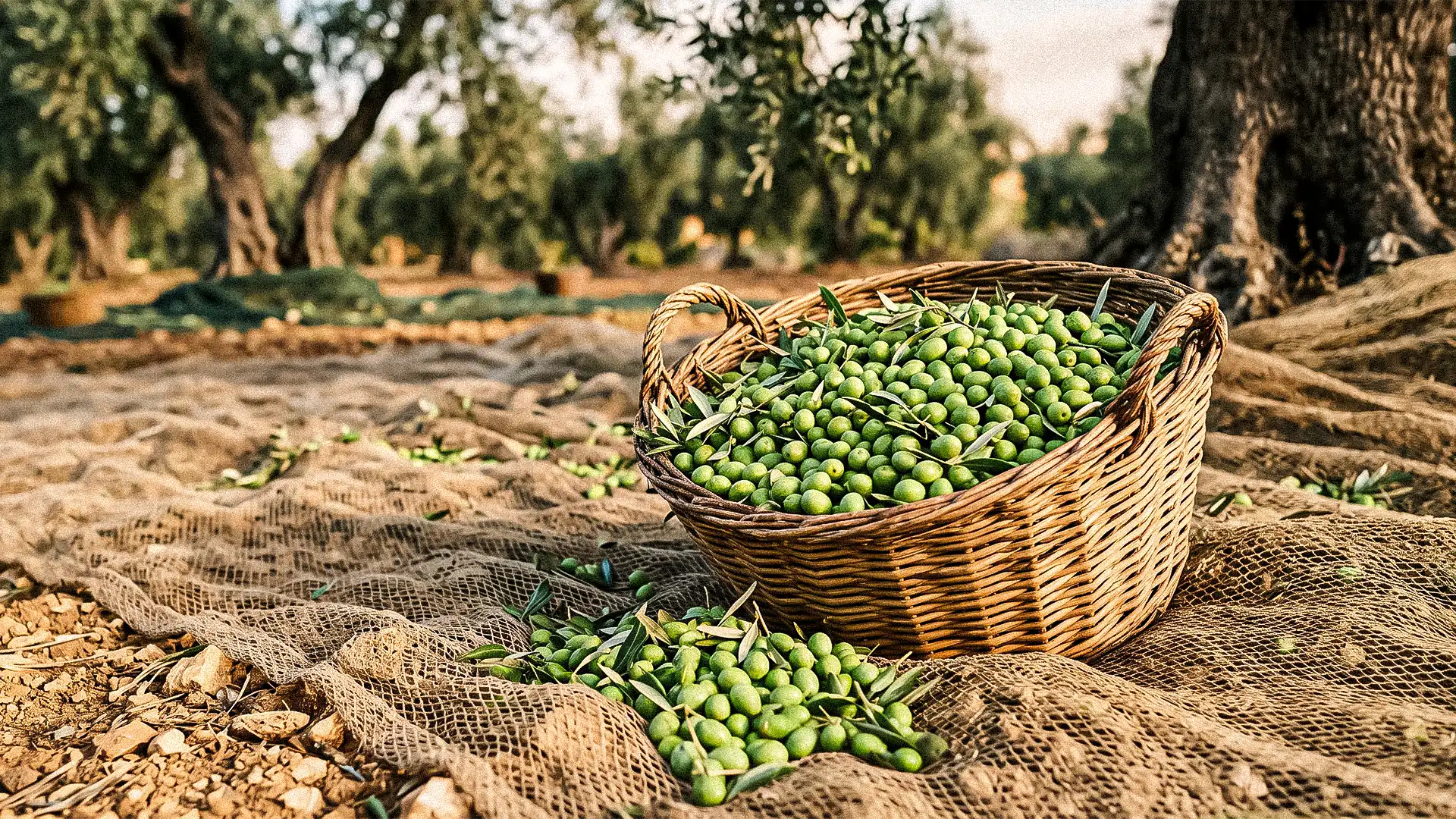 Aceitunas verdes recién recolectadas para el verdeo de Zais Bio